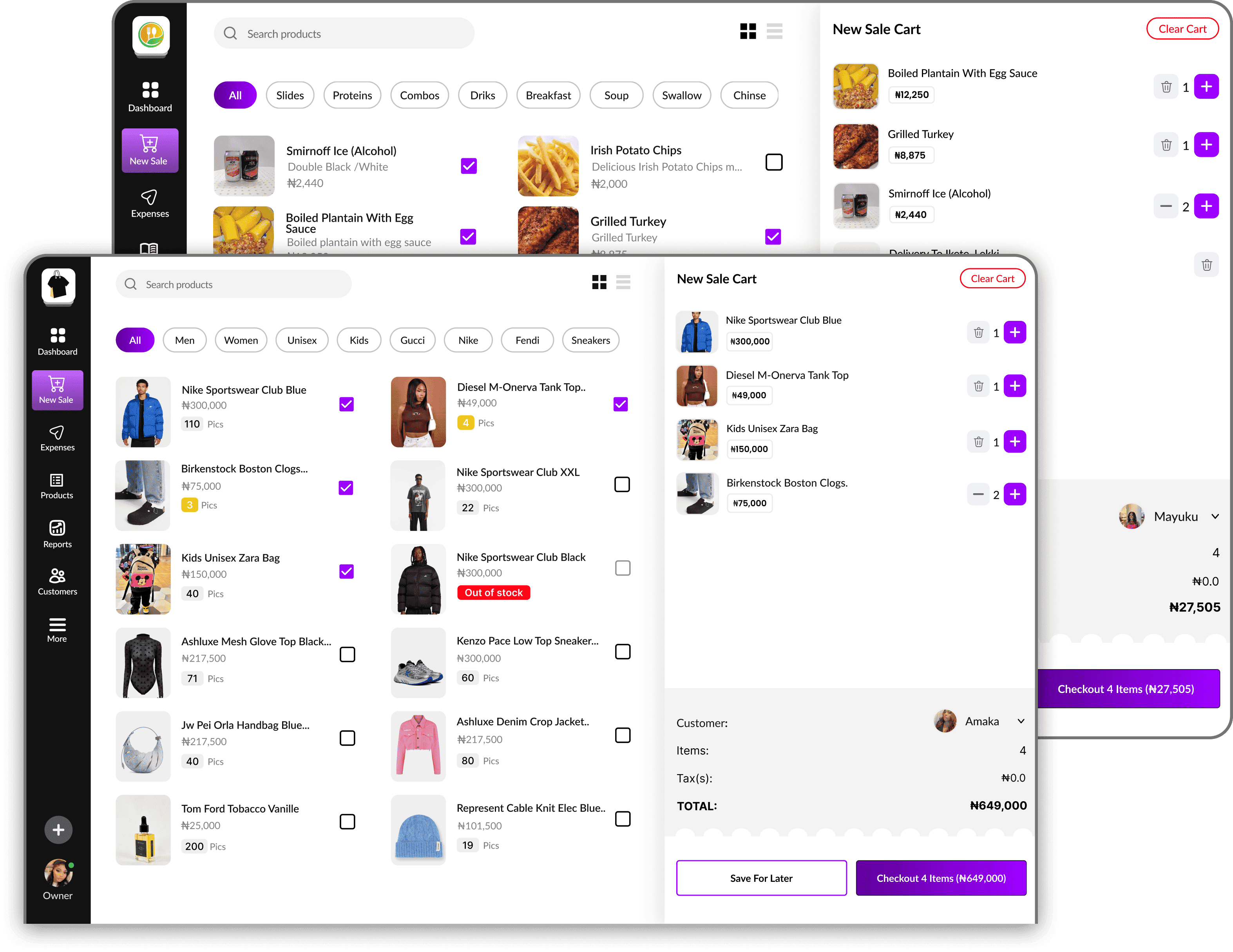 Visual representation of point of sale, sales management, order management tool SellWela